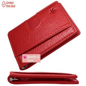 Slim RFID Blocking Leather Bifold Wallet with Money Clip Holds 12 Cards
